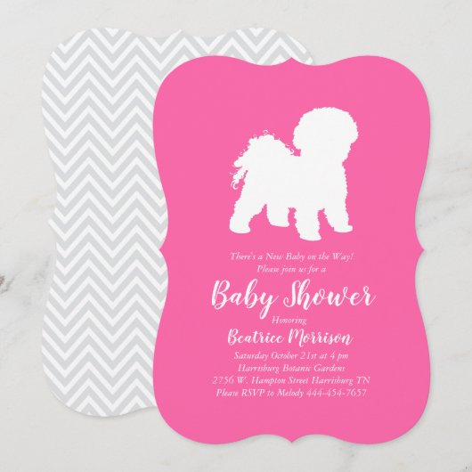 Bichon Frise Dog Baby shower Girl Pink Kaart (Voorkant / Achterkant)