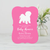 Bichon Frise Dog Baby shower Girl Pink Kaart (Staand voorkant)