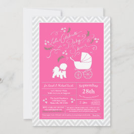 Bichon Frise Dog Baby shower Girl Pink Kaart