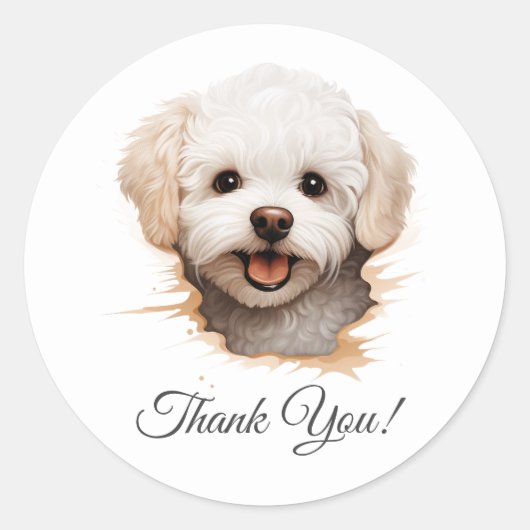 Bichon Frise Dog Bedankt Ronde Sticker (Voorkant)