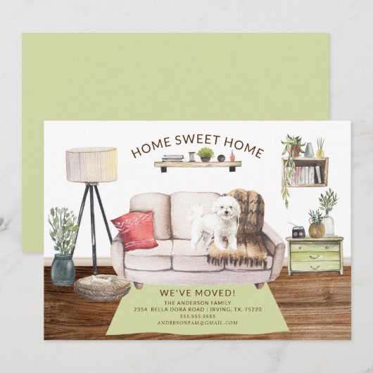 Bichon Frise Dog Bewegende Aankondiging (Voorkant / Achterkant)