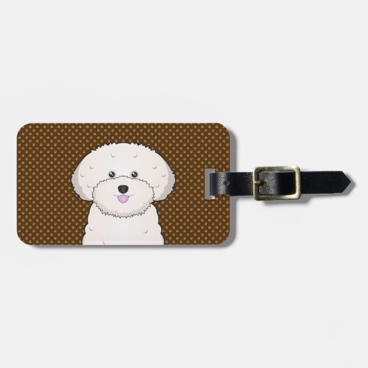 Bichon Frise Dog Cartoon Paws Bagagelabel (Voorkant horizontaal)