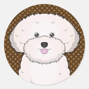Bichon Frise Dog Cartoon Paws Ronde Sticker