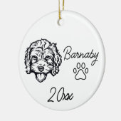 Bichon Frise Dog Custom Naam & Jaar Line Art Keramisch Ornament (Links)