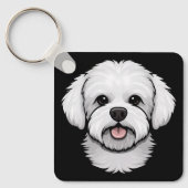 Bichon Frise Dog Cute Funny Puppy Face Sleutelhanger (Voorkant)