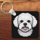 Bichon Frise Dog Cute Funny Puppy Face Sleutelhanger (Voorkant)