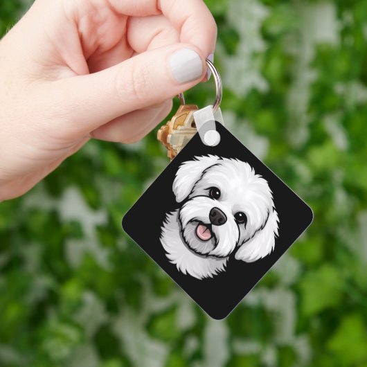 Bichon Frise Dog Cute Funny Puppy Face Sleutelhanger (Hand)