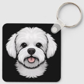 Bichon Frise Dog Cute Funny Puppy Face Sleutelhanger (Achterkant)