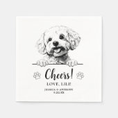 Bichon Frise Dog Drawing Gepersonaliseerde Proost Servet (Voorkant)