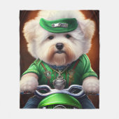 Bichon Frisé Dog Driving Bike St. Patrick's Day Fleece Deken (Voorkant)