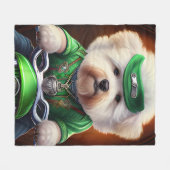 Bichon Frisé Dog Driving Bike St. Patrick's Day Fleece Deken (Voorkant (Horizontaal))