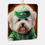 Bichon Frisé Dog Driving Bike St. Patrick's Day Keramisch Ornament (Rechts)