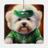 Bichon Frisé Dog Driving Bike St. Patrick's Day Keramisch Ornament (Achterkant)