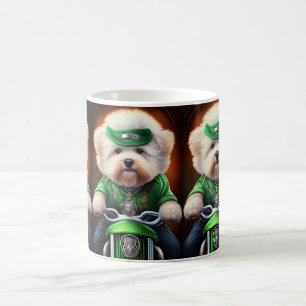 Bichon Frisé Dog Driving Bike St. Patrick's Day Koffiemok