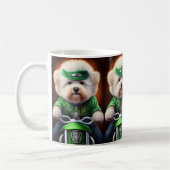 Bichon Frisé Dog Driving Bike St. Patrick's Day Koffiemok (Links)