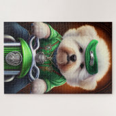 Bichon Frisé Dog Driving Bike St. Patrick's Day Legpuzzel (Horizontaal)