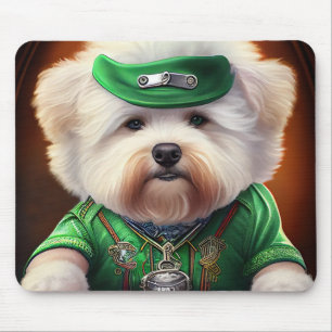 Bichon Frisé Dog Driving Bike St. Patrick's Day Muismat