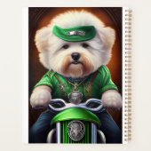 Bichon Frisé Dog Driving Bike St. Patrick's Day Planner (Achterkant)