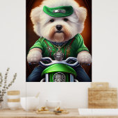 Bichon Frisé Dog Driving Bike St. Patrick's Day Poster (Keuken)