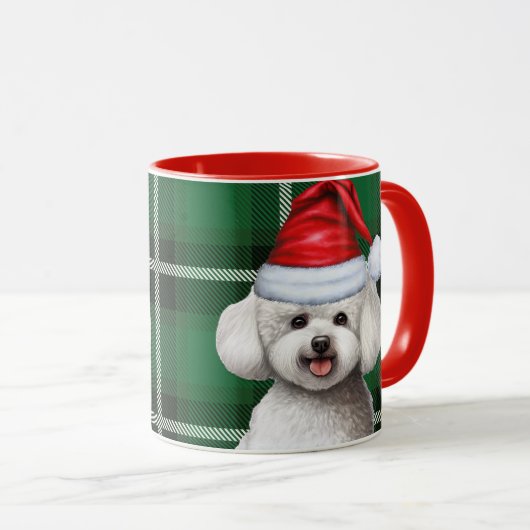 Bichon Frise Dog en een groene vakantieplaats Mok (Voorkant rechts)