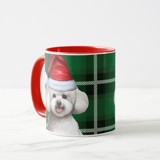 Bichon Frise Dog en een groene vakantieplaats Mok (Voorkant links)