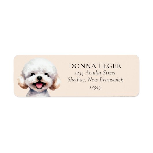 Bichon Frise Dog gepersonaliseerd adres Etiket (Voorkant)