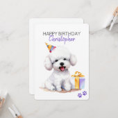 Bichon Frise Dog Gepersonaliseerd Gelukkige Verjaa Kaart (Voorkant / Achterkant in situ)