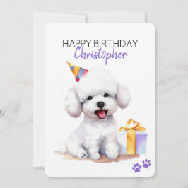 Bichon Frise Dog Gepersonaliseerd Gelukkige Verjaa Kaart