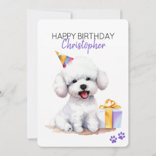 Bichon Frise Dog Gepersonaliseerd Gelukkige Verjaa Kaart