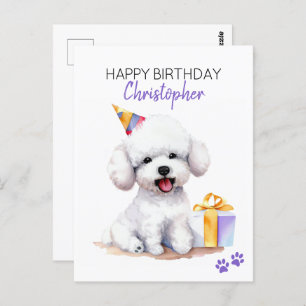 Bichon Frise Dog gepersonaliseerd Happy Birthday Briefkaart