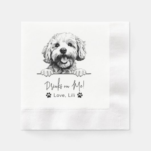 Bichon Frise Dog gepersonaliseerde Drinken op mij Servet (Voorkant)