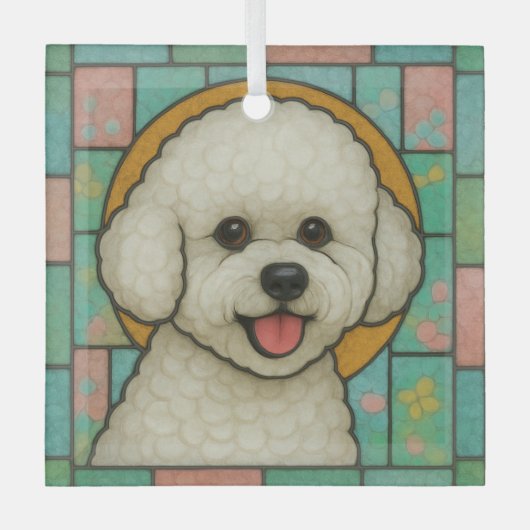 Bichon Frise Dog "Glas in lood" Glas Ornament (Voorkant)