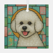 Bichon Frise Dog "Glas in lood" Glas Ornament (Achterkant)
