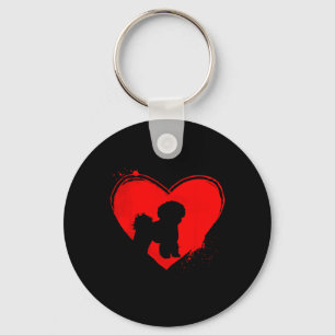 Bichon Frise Dog Heart Shape Valentijn Hondenliefh Sleutelhanger