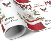 Bichon Frise Dog in kerstcadeau Cadeaupapier (Rol Hoek)