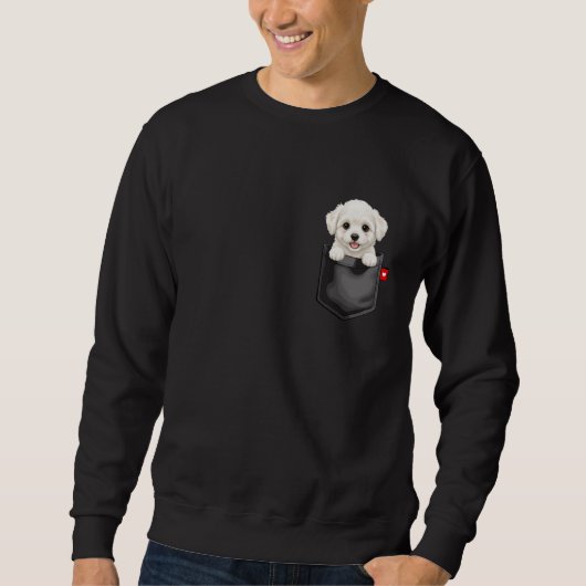 Bichon Frise Dog in Pocket Peeking Cute Puppy Dog Trui (Voorkant)