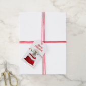 Bichon Frise Dog in Santa Bag Cadeaulabel (Met Touw)