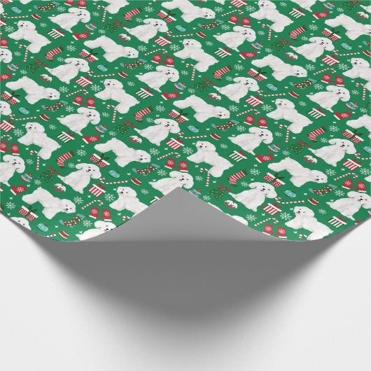 Bichon Frise Dog kerstfeestdag Cadeaupapier (Hoek)