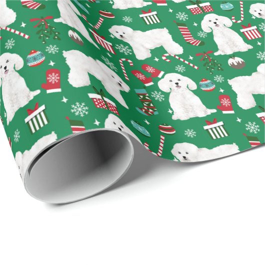 Bichon Frise Dog kerstfeestdag Cadeaupapier (Rol Hoek)