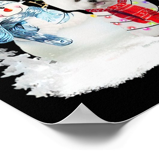 Bichon Frise Dog kerstmis Snowman Xmas Paja Poster (Hoek)
