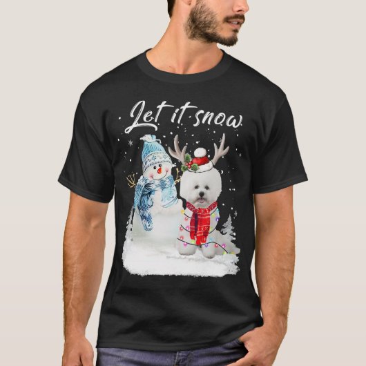 Bichon Frise Dog kerstmis Snowman Xmas Paja T-shirt (Voorkant)
