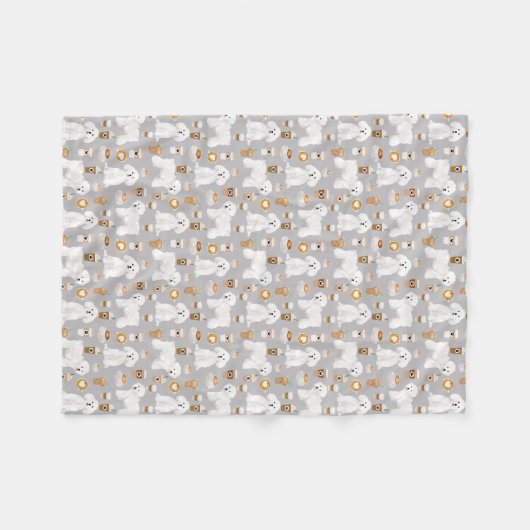 Bichon Frise Dog koffiedekens Fleece Deken (Voorkant (Horizontaal))