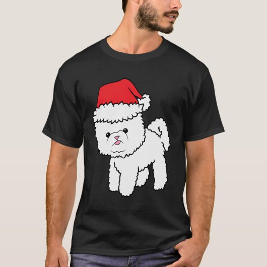 Bichon Frise Dog met kerstbichon uit Santa Hat T-shirt (Voorkant)