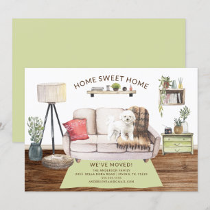 Bichon Frise Dog Moving Announcement Kaart