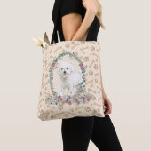 Bichon Frise Dog Paw Print & Dog Bone Cute Tote Bag (Dichtbij)