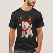 Bichon Frise Dog Reindester Santa Kerstmis Funny A T-shirt (Voorkant)