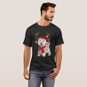 Bichon Frise Dog Reindester Santa Kerstmis Funny A T-shirt (Voorkant volledig)