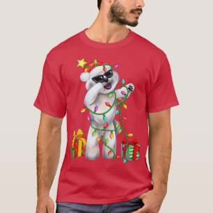 Bichon Frise Dog Santa Hat kerstboomverlichting T-shirt