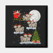 Bichon Frise Dog Santa Sleigh Flying Funny Magical Magneet (Voorkant)