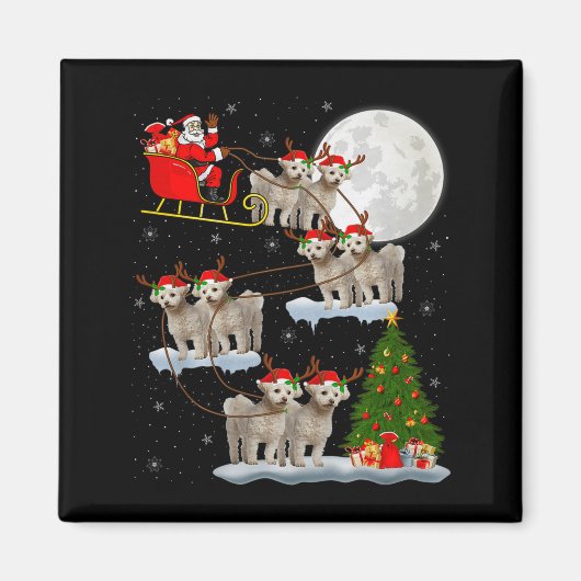 Bichon Frise Dog Santa Sleigh Flying Funny Magical Magneet (Voorkant)